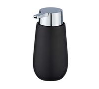 WENKO Badi Soap Dispenser, Capacity: 0.32 L, Ceramic, 9.5 x 16 x 8 cm, Black, 9, 5 x 16 x 8 cm