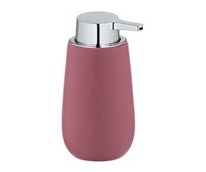 WENKO Badi soap dispenser, refillable liquid soap dispenser made of high-quality ceramic with matt surface, pump head made of robust plastic, 320 ml capacity, 9.5 x 16 x 8 cm, dusky pink