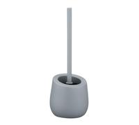 WENKO Badi Toilet Brush and Brush Set Made Ceramic with Matte Surface Including Toilet Brush Diameter 7.5 cm Silicone Brush Head in Black with Non-Stick Effect Diameter 13.5 x 38 cm