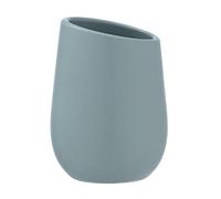 Wenko Badi Toothbrush Cup Blue Grey Ceramic with Matte Surface Toothbrush Cup for Storing Toothbrush and Toothpaste Diameter 8 x 11 cm