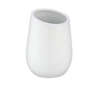 WENKO Badi Toothbrush Cup White Toothbrush Cup Made Ceramic with Matte Surface Toothbrush Cup for Storage of Toothbrush and Toothpaste, Ideal for Bathroom and Guest Toilet, Diameter 8