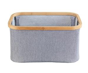 WENKO Bahari Foldable Storage Basket - Storage Box - 20 L Capacity - Bamboo - 38 x 26 x 20 cm - Brown