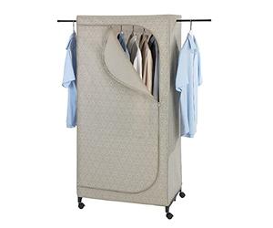 WENKO Balance Wardrobe with Wheels - Mobile Wardrobe Folding, taupe, Kleiderschrank