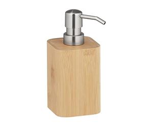 WENKO Bamboo Soap Dispenser, Refillable Pump Bottle Made of Sustainable Bamboo, Pump Dispenser for Kitchen and Bathroom, Bathroom Accessory with Capacity for up to 220 ml Soap, 9.3 x 16.5