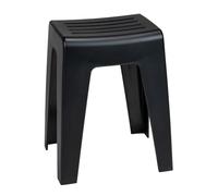 WENKO Bathroom stool Kumba, high-quality stool in modern design made of plastic in heavy-duty quality, load capacity up to 120 kg, perfect for bathroom & guest WC (W x H x D) 38 x 47 x 32 cm, black