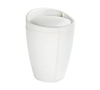 WENKO Bathroom Stool/Laundry Bin Candy Leather-Look in White, 36 x 36 x 50.5 cm