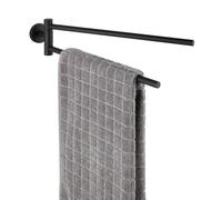 WENKO Bosio Black Matt Towel Rail with 2 Movable Arms Stainless Steel Towel Rail 2 Swivelling Arms 5.5 x 9 x 43 cm Matt