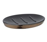 WENKO Brandol Soap Dish for Storing Hand Soap Made Ceramic, 10 x 1.5 x 12 cm, Black/Copper