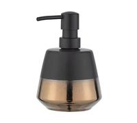 WENKO Brandol Soap Dispenser, Refillable Soap Dispenser for Liquid Soap and Lotion Made Ceramic, 9.8 x 14.1 x 9.8 cm, Capacity 450 ml, Black/Copper