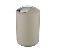 WENKO Brasil Swing Cover Bin, microfibre, Taupe, 19.5 x 19.5 x 31 cm