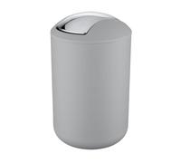 WENKO Brasil Swing Cover Bin, TPE, Grey, 19.5 x 19.5 x 31 cm