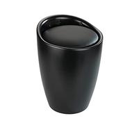 WENKO Candy Bath Stool with Removable Laundry Bag, Plastic (ABS), Black, Ø 36 x 50,5 cm