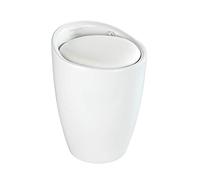 WENKO Candy Bath Stool with Removable Laundry Bag, Plastic (ABS), White, Ø 36 x 50,5 cm
