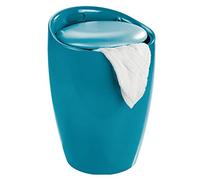 WENKO "Candy Bathroom Stool/Laundry Bin, Petrol Blue