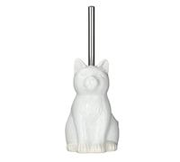 WENKO Cat Toilet Brush Holder, Ceramic, White, 22 x 17 x 14 cm