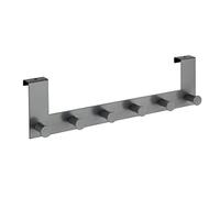 WENKO Celano Door Coat Rack with 6 Hooks for Door Rebate Thickness up to 2 cm Steel 39 x 11 x 5.5 cm Grey
