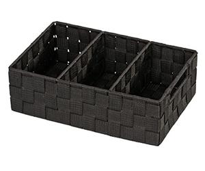 WENKO Cesto organizador Adria 3 compart. Griff Negro, Polypropylene, Black, 21 x 32 x 10 cm