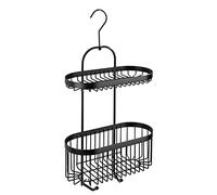 WENKO Classic Plus Black Steel Wall Shelf with Hooks, 35 x 10.5 x 12.5 cm, Black, 26,5 x 47 x 12,5 cm