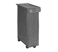Wenko Corno Prime Laundry Basket with Lid, 43 L, Black / White