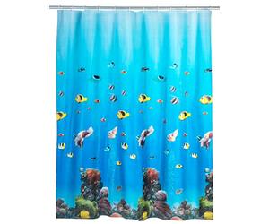 WENKO Cortina baño 180x200 Ocean PEVA, Vinyl, Blue, 180 x 200 cm