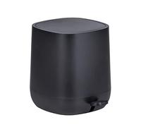 WENKO Davos Pedal Bin,5 Litres,Puristic Cosmetic Bin with Easy-Close Mechanism,Bathroom Accessory in Trendy All-Black Design in Bathroom and Guest Toilet,BPA-Free, 23.5 x 26 x 27.5 x cm, Matte Black