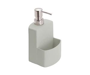 WENKO Dispensador de Gel con reposa cepillos Festival gris, Grey, 3.9 x 7 x 3.9