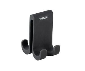 WENKO Double shower hook Verna Duo, wall hooks made of silicone for shower cabins with a wall thickness of up to 10 mm, offers plenty of space for hanging up sponges, towels and shower utensils, black