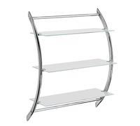 WENKO Exclusive Wall Rack Vermont - 3 Shelves, Steel, 57 x 71 x 22 cm, Chrome
