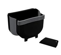 WENKO Fago door waste bin, 5 litres, black outdoor kitchen waste bin hanging including scraper, attaches without drilling to cupboard door or drawer, foldable, 25.5 x 18 cm x 18 cm, black
