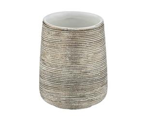 WENKO Fedio Toothbrush Cup Toothbrush Holder for Toothbrush and Toothpaste Made of Elegant Ceramic with Distinctive Relief Look in Gold, Hand-Painted, Diameter 8 x 11 cm