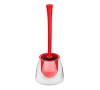 WENKO Fiesta Toilet Brush and Holder, PS, Red/Transparent, 14.5 x 14.5 x 37 cm