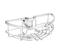 WENKO Floresta Round Shower Caddy - Chrome Stainless Steel, No Drilling or Screwing Attachment for Any Shower Rod, 26 x 8 x 15.5 cm, Glossy