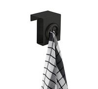 WENKO Hook by Push, kitchen magic hook made of stainless steel in matt black for hanging on the drawer or cupboard door, dish towels are simply inserted, 5 x 6 x 4 cm