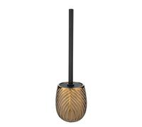 WENKO Idro Gold Ceramic Toilet Brush Holder with Closed Stand Ceramic and Stainless Steel Diameter 10 x 39 cm Black/Gold