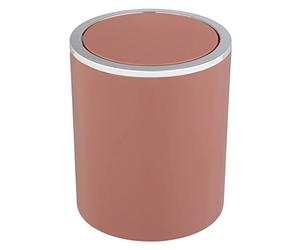 WENKO Inca cosmetic bin, 2 litre capacity, waste bin for guest WC, bathroom waste bin with swing lid, small plastic waste bin, BPA-free, Ø 14 x 16.8 cm, dusky pink