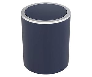 WENKO Inca cosmetic bin, 2 litre capacity, waste bin for guest WC, bathroom waste bin with swing lid, small plastic waste bin, BPA-free, Ø 14 x 16.8 cm, dark blue
