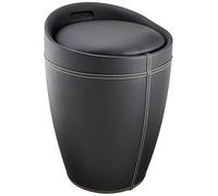 WENKO Joma Candy Leather-Look Bathroom Stool/Laundry Bin, Black, 36 x 36 x 50.5 cm