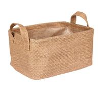 WENKO Juna M storage basket, decorative basket for neatly storing accessories such as clothes with two practical handles, outer material 100% jute, 24 x 17 x 17 cm, brown