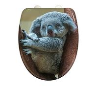 WENKO Koala Antibacterial Toilet Seat with Soft Close Mechanism, Quick Release, Stainless Steel