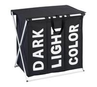WENKO Laundry bin Trio Top in black, Polyester, 38 x 57 x 57 cm