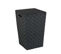WENKO Laundry bin Adria Square in Black, 33 x 33 x 53 cm