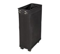 WENKO Laundry bin Corno Black, stable slim laundry basket with four smooth-running castors & lid, narrow bamboo laundry collector made of 100% polyester, capacity 43 L, (W x H x D): 18.5 x 60 x 40 cm