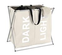 WENKO Laundry bin Duo in beige, Fabric, 38 x 59 x 57 cm