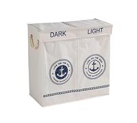 WENKO Laundry bin Duo Sylt in beige, Polyester, 30 x 60 x 60 cm