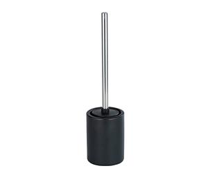 WENKO Laviano ceramic toilet brush set, black matt, free-standing toilet brush holder with replaceable silicone slatted toilet brush head, special non-stick effect for hygienic cleaning, Ø 9.7 x 39 cm