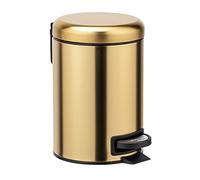 Wenko Leman Cosmetic Pedal Bin Matte Gold 3 L - Cosmetic Bin, Rubbish Bin with Anti-Fingerprint, Capacity: 3 litres, stainless steel, 17 x 25 x 22.5 cm, gold