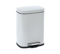 WENKO Leno 23715100 Pedal Bin Easy-Close White - Bin with Soft-Close Mechanism - Steel - 21.5 x 19 x 29.5 cm