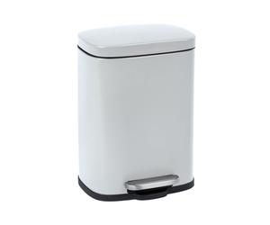 WENKO Leno 23715100 Pedal Bin Easy-Close White - Bin with Soft-Close Mechanism - Steel - 21.5 x 19 x 29.5 cm