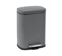 WENKO Leno Easy-Close Pedal Bin with Soft-Close Mechanism, Steel, 21.5 x 19 x 29.5 cm, Grey