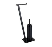 WENKO Lirio Toilet Brush Roll Holder Matte Black, Metal, 68.5 x 30 x 15 cm